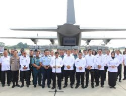 Pangkoops Udara I Turut Serta Hadiri Acara Pelepasan Bantuan dari Kemenimipas untuk Korban Erupsi Gunung Lewotobi NTT