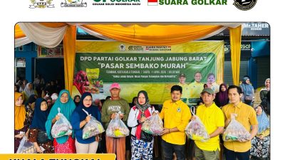 Ketua Komisi II DPRD Tanjab Barat Bersama Partai Golkar  Gelar Operasi Pasar Murah, Warga Antusias Serbu Sembako